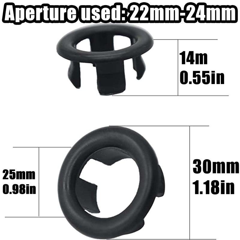 CaoXiong 4 Pack Bathroom Basin Sink Round Hole Trim Overflow Cover Rings Hole Insert in Cap Hollow Ring Triangle for Hole Diameter Replacement Ceramic Pots for Home,Sink,Bathroom,Kitchen (Black) - Image 2